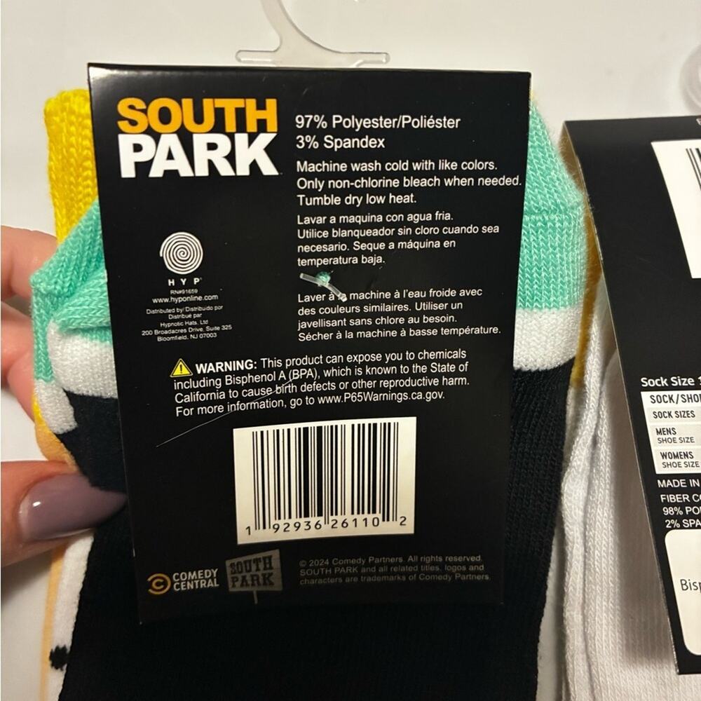 South Park Cartman Butters Comedy Central Novelty Crew Socks Bundle 3 - Picture 4 of 7